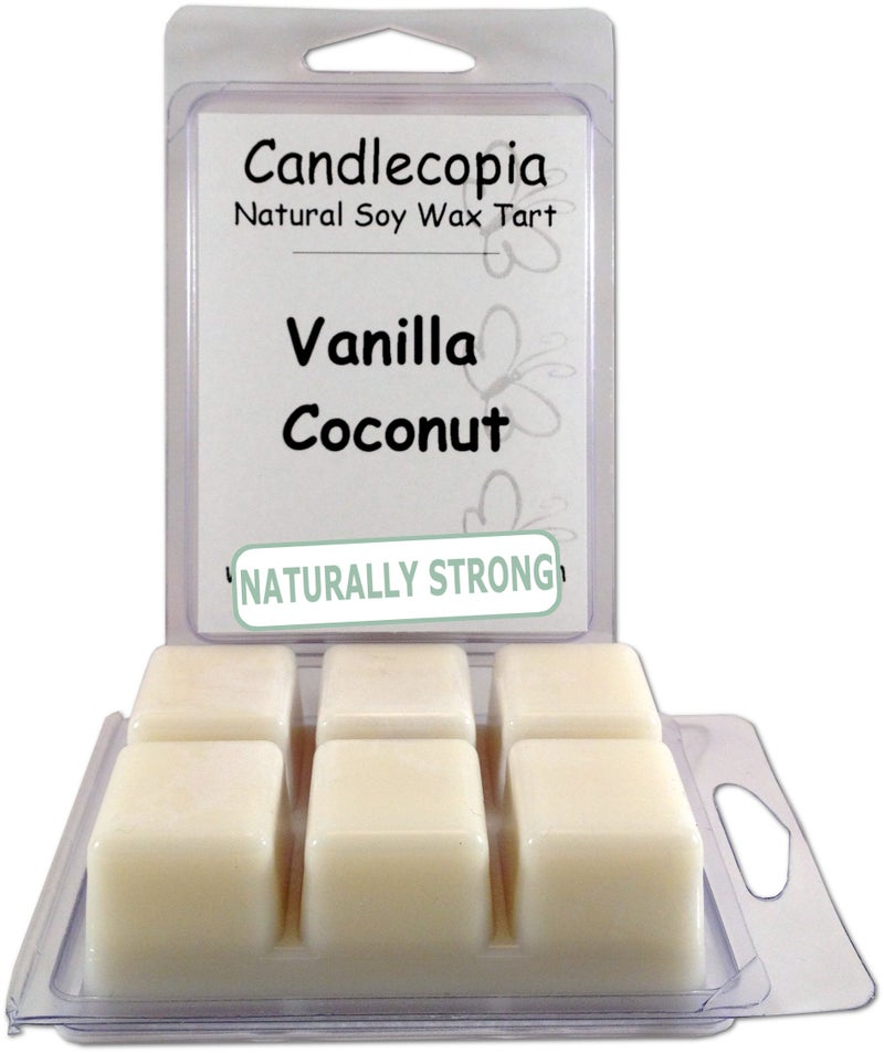 Candlecopia Vanilla Coconut Strongly Scented Hand Poured Vegan Wax Melts  12 Scented Wax Cubes  6.4 Ounces in 2 x 6-Packs
